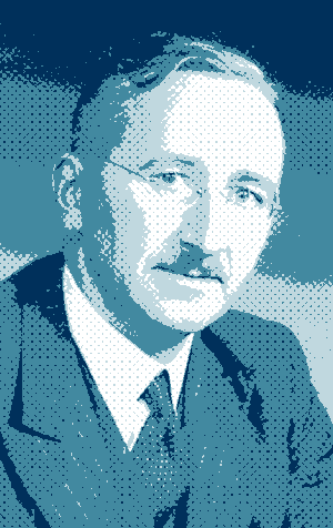 A halftone portrait of F. A. Hayek